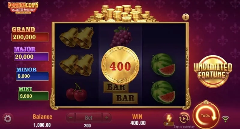 Fortune Coins Unlimited Fortune - सिक्का पकड़ने के साथ Lock & Respin सिक्का राउंड